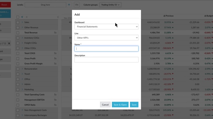 Add financial analysis to a dashboard