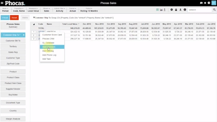 Add an activity directly from Phocas Analytics